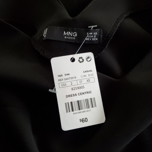 NWT | MNG by Mango Black Dress Size 2 - Picture 3 of 5